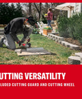 User utilizing Badass Brushless 4 Inch Cordless Angle Grinder With A Sick Ergonomic Grip And Lightning Fast 8500 Rpm for cutting stone pavers.