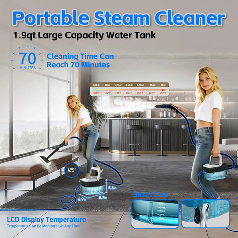Opbodqo High Temp 257F Handheld Steam Cleaner With Adjustable Settings 19 Qt Capacity And Powerful 2500W Motor used for cleaning floors.