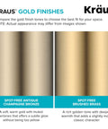 Comparison of spot-free antique champagne bronze and brushed brass finishes for kitchen fixtures by Kraus.
