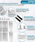 High-quality galvanized steel components of Straight Up Heavy Duty Dishwasher Mounting Bracket Kit For Granite Countertops with installation guide.