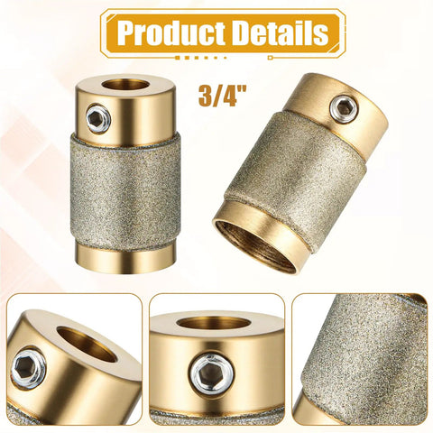 Two Pack Three Quarter Inch Diamond Grinder Bit Heads With Brass Core for Stained Glass Grinding and Glass Processing
