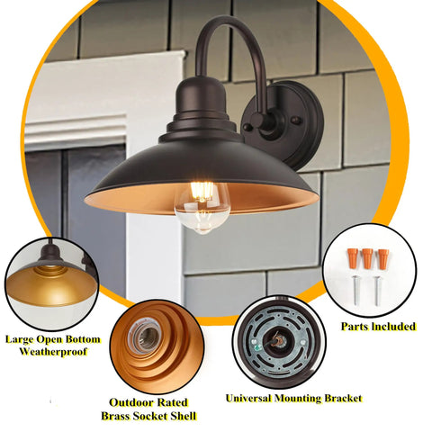 Two Pack Oil Rubbed Bronze Outdoor Wall Sconces With Clear Seedy Glass Farmhouse Exterior Light Fixtures 13.25 Inch Porch Barn Patio Doorway Entryway Lighting Built Tough Weatherproof Outdoor Use, featuring components and mounting details.