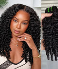 Burmese Curly Water Wave Human Hair Bundles 100 Percent Real Unprocessed Hair Double Weft Natural Black Color 16 18 20 Inch