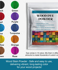 Premium Wood Stain Powder Kit For Indoor And Outdoor Furniture Deck Crafting Projects Fast Drying Wood Dye Mix with bold colors in ten hues.