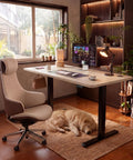 Furmax Maple Computer Desk 48 X 24 Inches Electric Height Adjustable Standing Desk With Memory Preset T-Shape Frame in home office setup.