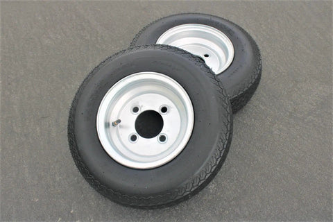 Heavy Duty 4 Lug Trailer Tire And Wheel Set 4.80-8 Size, Galvanized 6 Ply Load Range C, Set Of 2 for boat and small trailers