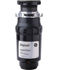 One Third Horsepower Continuous Feed Garbage Disposal With Easy Install Kit And Power Cord Included For Two Person Homes Grinds Cooked Pasta And Fruit Peels Smoothly At High Speed Over Two Thousand Three Hundred RPM, front view