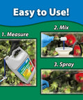 Steps to use Powerful Spinosad Garden Insect Spray Concentrate with measuring spoon and sprayer, 1 gallon.