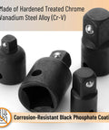 Impact Socket Adapter And Reducer Set, 4-Piece Drive Size Conversion Kit For 1/2 To 3/8, 3/8 To 1/4, 3/8 To 1/2, And 1/4 To 3/8 Inch