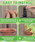 Step-by-step installation of Two Piece Tree Mounted Bird Feeder Tray Set For Outdoors Food And Water Heavy Duty Iron Ring
