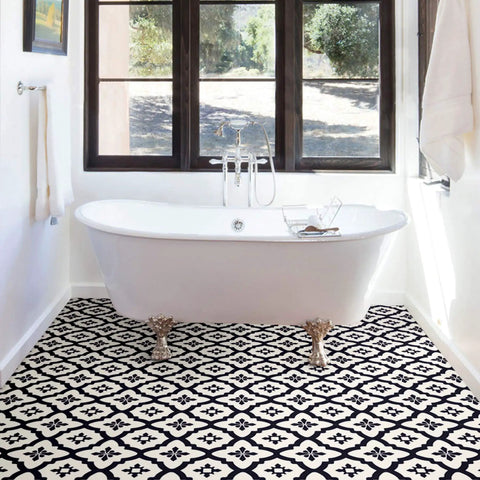Bathroom with Geometric Black Peel And Stick Floor Tiles 12 By 12 Inches Vinyl Floor Tiles Water Resistant Pack Of 10 Easy Diy Install