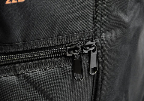 Close-up of durable black zippers on Heavy Duty Five Piece Drum Bag Set With Killer 10mm Foam Padding for drums.