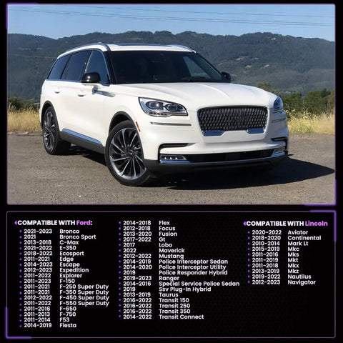 White premium Ford F Series AC clutch cycle switch and air conditioning pressure sensor compatible SUV in scenic setting.