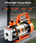 4 Pole High-Torque Motor of Rock Solid 3.5 CFM Vacuum Pump Single Stage Rotary Vane HVAC Tool with visible cooling fan and power indicator.