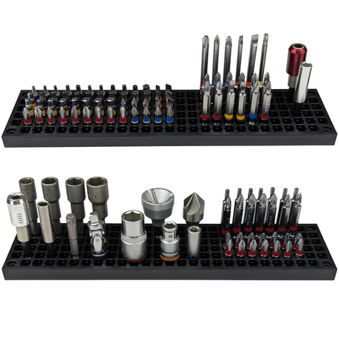 Ultimate 158 Hole Bit Organizer Tray for One Quarter Inch Hex Bits and Drive Bits Adapters Black Toolbox Storage