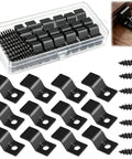 Heavy Duty 28 Pack Black Z Clips For Wood Table Tops Secure Fasteners Galvanized Steel Anti Rust Holders in a clear box.