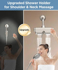 Filtered Shower Head With Handheld Combo, Dual 2-In-1 Spa System With Massage, woman using handheld sprayer for neck massage