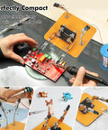 Magnetic Helping Hands Soldering Station with Stable Base and Four Handy Flexible Arms 360 Degree Rotatable Clips in use