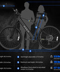 Powerful 1000W Peak Electric Bike For Adults, 26 Inch Ebike With 22 MPH Top Speed, dimensions and specifications chart