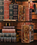 DIY Miniature Book Nook Kit With 3D Wooden Puzzle, LED Light Bookend Insert For Bookshelf Decor, Abbey Library Scene