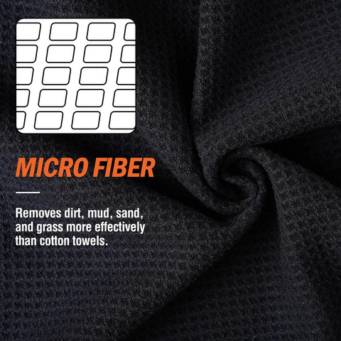 Close-up of Magnetic Golf Towel 23.6x15.7 Inches Large Dual-Sided Microfiber And Scrub Towel With Waffle Weave texture
