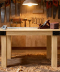 Heavy Duty Workbench Bracket Kit For 2x4 And 4x4 Lumber, Four Pack Leg Frame Braces With Pre Drilled Holes in workshop setting