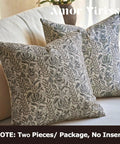 Floral Pillow Covers 18x18 Set Of 2, Neutral Vintage Block Print Cotton Cushion Covers For Sofa Bed And Living Room, farmhouse floral pillows on sofa