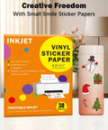 Pro Grade Clear Vinyl Sticker Paper 30 Sheets Printable Self Adhesive Label Sheets Letter Size 8X11 Inch For Inkjet Printers on display.