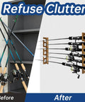 Wood Fishing Rod Holder Rack For Wall Or Ceiling Mount Up To Six Fishing Rods, Vertical Or Horizontal Rod Storage Display