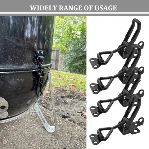 Four Pack Heavy Duty Toggle Latch Clamps 4003 Style Quick Release Hasp Locks 1320 Lbs Holding Capacity Black Metal Latches Installed on Smoker