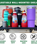 Garage Folding Storage Shelves With Lip Two Pack 200 Pound Capacity Wall Mounted Adjustable Rail Shelves for tools and gear, front view