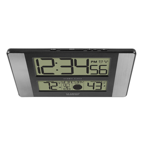 Atomic Clock With Outdoor Temperature Sensor Wireless Indoor Outdoor Weather Station Real Time Temperature Readouts 330 Feet Transmission Range Auto DST Time Sync No Fuss Gray And Black