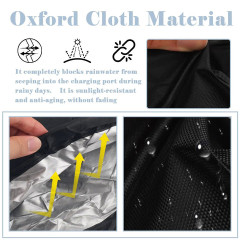 Heavy Duty Magnetic EV Charger Cover For Steel Ride Built Different Weatherproof Oxford Cloth showing water-resistant material details.