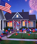 Solar Powered Patriotic American Flag Lights 4 Pack For Outdoor Garden Decor Red White Blue Firefly String Lights Waterproof