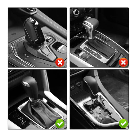 Leather 5 Speed Shift Knob With Four Adaptive Parts For Replacement Shifter Knobs fits universal manual gear systems, shown installed.