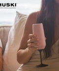 Top Tier Insulated Champagne Flute With Detachable Stem And Secure Lid Premium Stainless Steel Tumbler in pink, 8 oz size, for casual sipping.