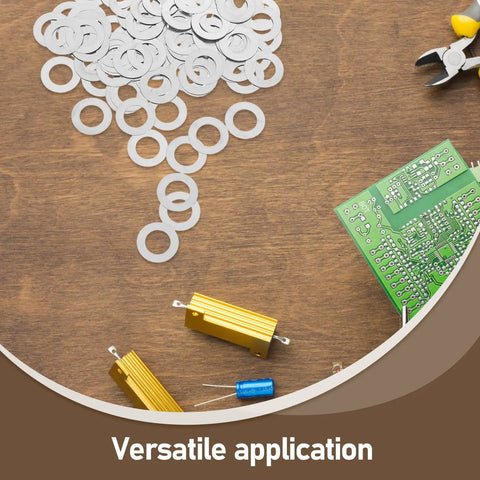 Stainless Steel Door Knob Flat Washers Kit 100pcs for Loose Knob and Spindle Repair, stacked washers with circuit board and tool
