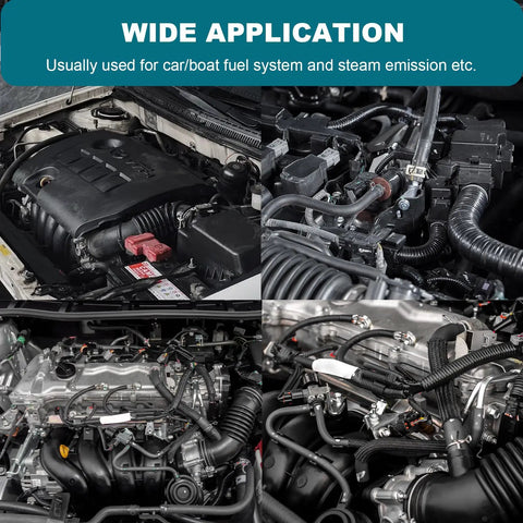 Automotive engine showcasing 5/16 Inch ID Fuel Line Hose, Ten Foot Long, 302 PSI Push Lock NBR Rubber Fuel Hose For Automotive Use
