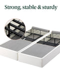 Dead Simple 9 Inch Box Spring With Built Tough Steel Core And Pristine White Cover Ultimate Mattress Foundation For Split California King Beds That Opens In A Flash, showing steel core and white cover.