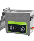 6L High Power Ultrasonic Parts Cleaner with 180W Beefy Cleaning Power, side view showing controls and open lid