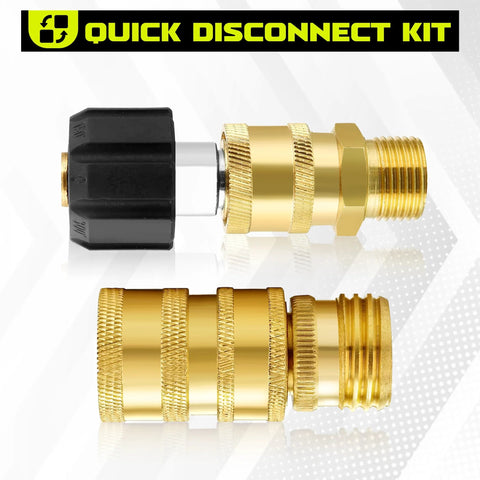 M MINGLE brass pressure washer quick-connect adapters with knurled bodies, 2-pack