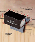 Heavy Duty Aluminum Dovetail Saw Guide With One To Eight Hardwood Angle and Knockout Magnetic Layout Tool on wood, showing dimensions and details.