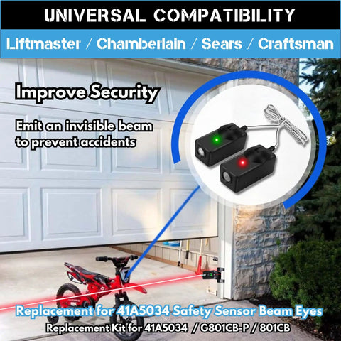Universal 41A5034 Garage Door Safety Sensor Replacement Kit Eyes Only For Openers After 1997 Easy Install Beams Must Have For Keeping Doors Safe And Reliable