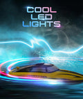 Fast RC Boat Reaching 32 KPH With 2.4GHz Remote For Pool Lake Salt Water Adventures in motion with vibrant LED lights