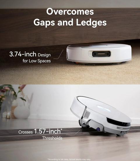 Flow Robot Vacuum And Mop Combo With Real Time Self Cleaning Track Mop 22,000 Pa Suction Dual Camera AI Obstacle Avoidance White