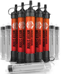Heavy Duty Emergency Water Straws for On The Go Hydration multiple red filtration straws with syringes included, 8 inch length