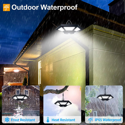 Solar Pendant Light For Indoor And Outdoor Use With Remote Control, 360 Degree Waterproof Light illuminated during rain
