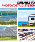 63 Amp DC Solar Disconnect Switch Isolator 1000V For Solar Power Weatherproof RV Breaker Box displayed with solar panels on RV and rooftops.
