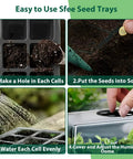 Step-by-step use of Seed Starter Tray Kit With 60 Cells, Humidity Dome And Base, Reusable Seedling Trays For Germination.