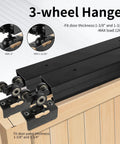 Ceiling Mount Bypass Sliding Door Hardware Rail Kit 48 Inch In Black Aluminum For Wood Doors with 3-wheel hangers.